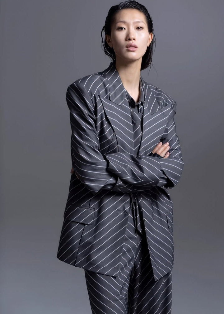 highend oblique stripe shaped suit jacket - Vera Lumina