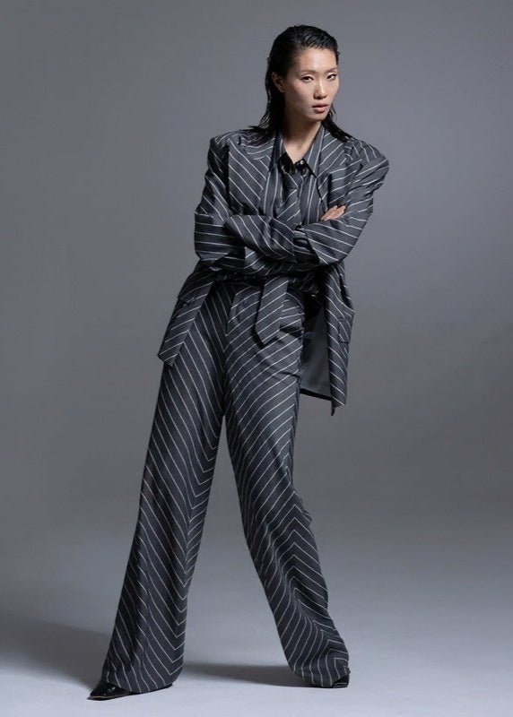 highend oblique stripe shaped suit jacket - Vera Lumina