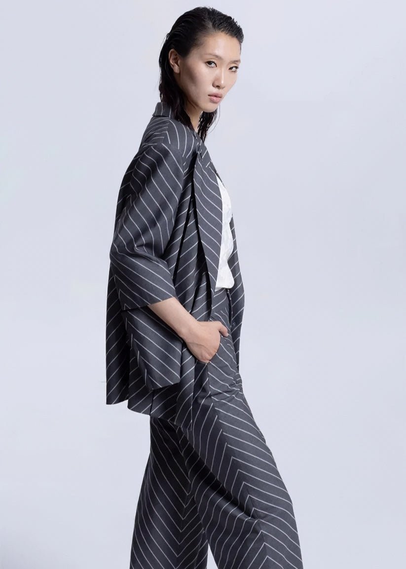highend oblique stripe shaped suit jacket - Vera Lumina