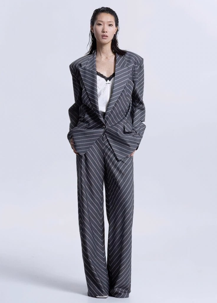 highend oblique stripe shaped suit jacket - Vera Lumina