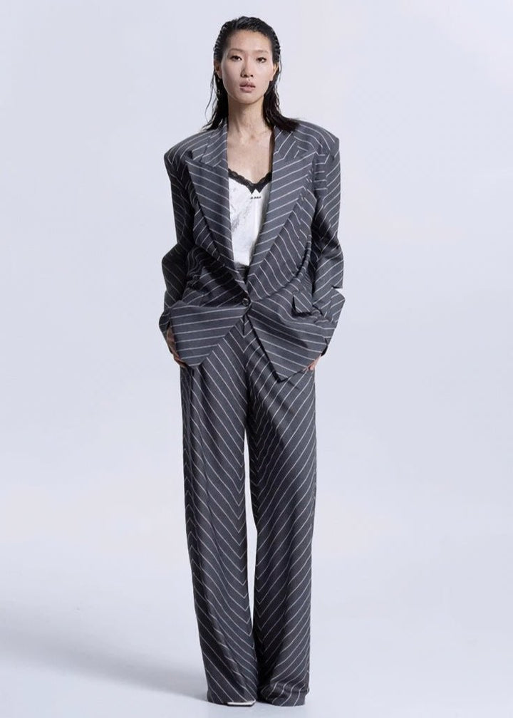 highend oblique stripe shaped suit jacket - Vera Lumina