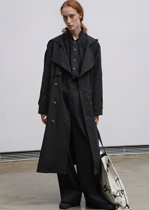 HOODED MAXI LENGTH TRENCH COAT - Vera Lumina