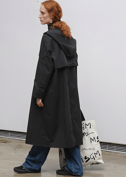 HOODED MAXI LENGTH TRENCH COAT - Vera Lumina