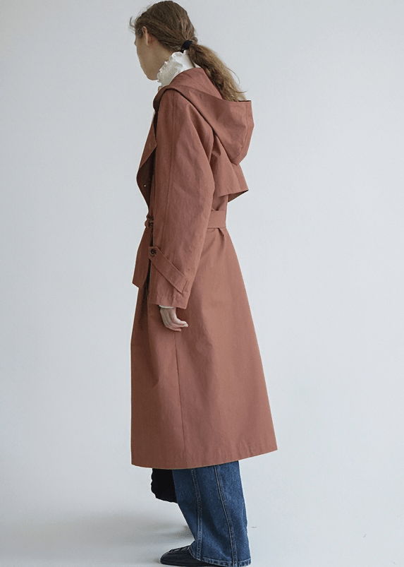 HOODED MAXI LENGTH TRENCH COAT - Vera Lumina