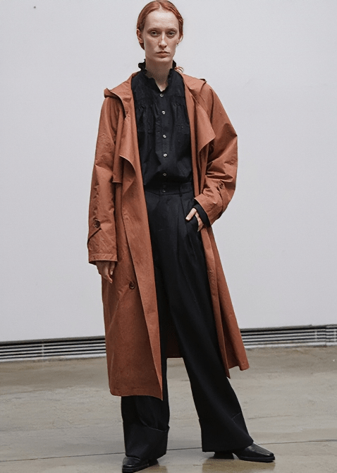 HOODED MAXI LENGTH TRENCH COAT - Vera Lumina