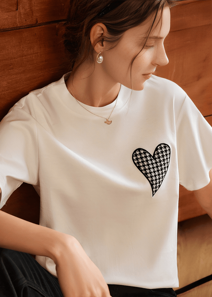 HOUNDSTOOTH HEART GRAPHIC TEE - Vera Lumina