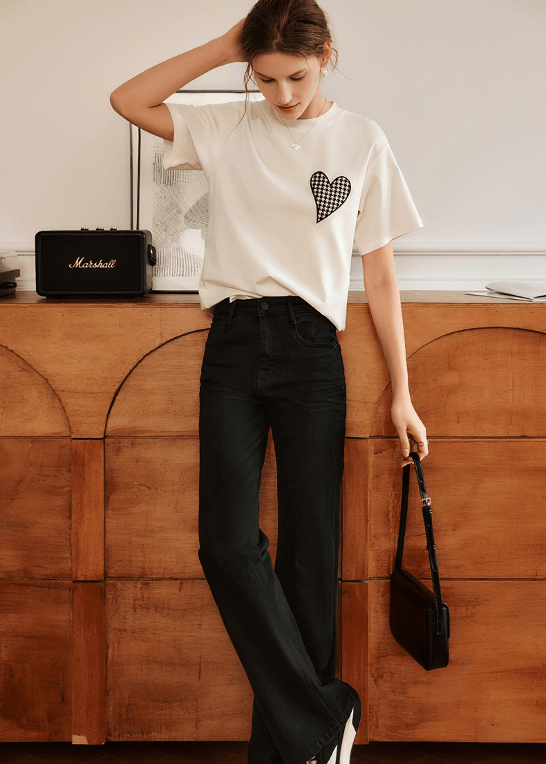 HOUNDSTOOTH HEART GRAPHIC TEE - Vera Lumina