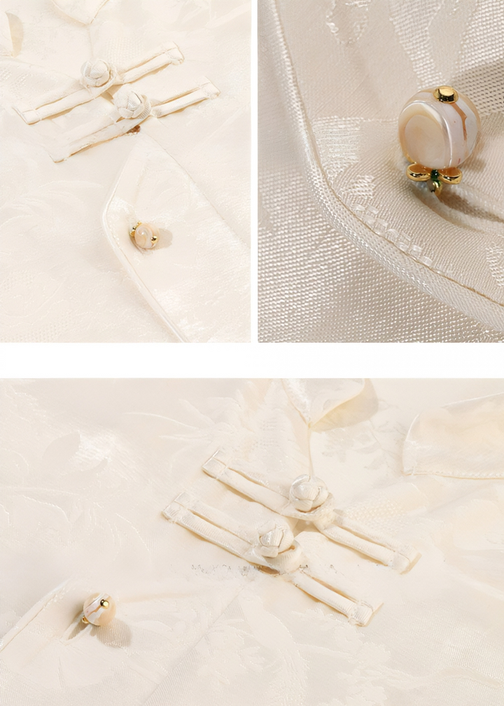 MANDARIN COLLAR JACQUARD SHIRT