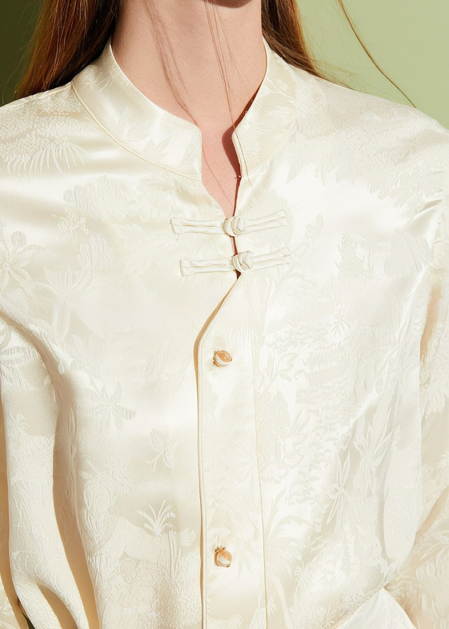 MANDARIN COLLAR JACQUARD SHIRT