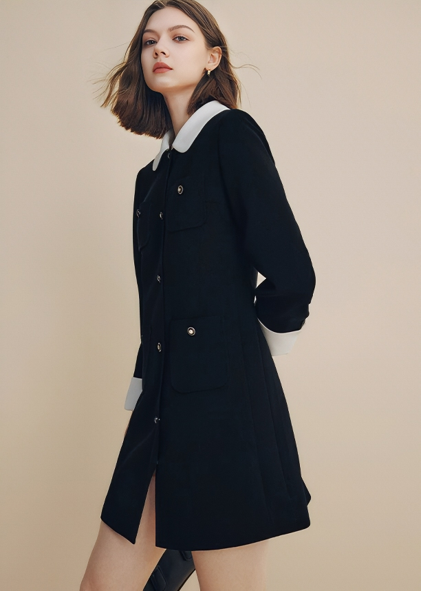 CONTRAST COLLAR MILITARY DRESS
