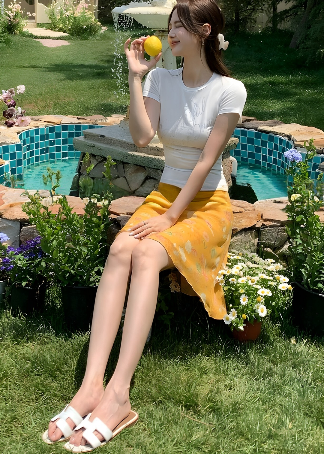 flower print flared skirt