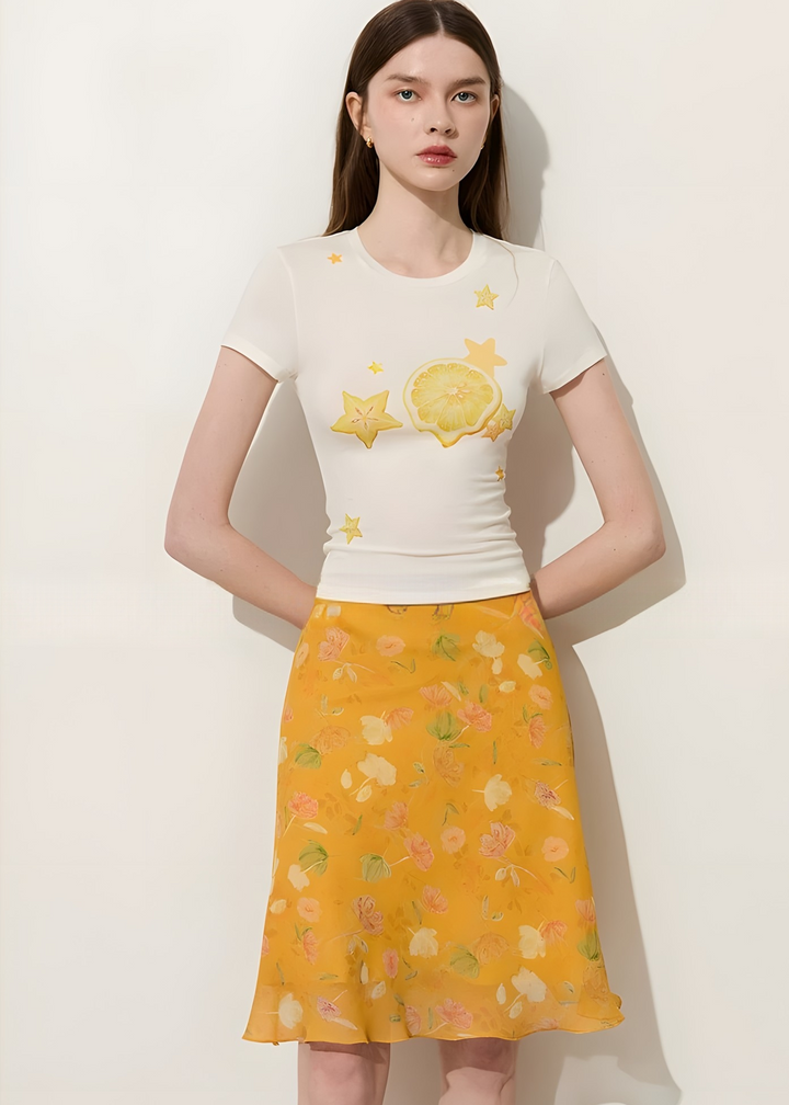 flower print flared skirt