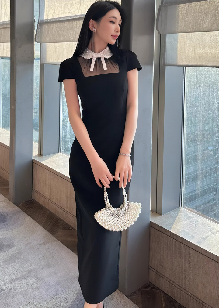 Bijou 彩色透明肩部緊身連身裙