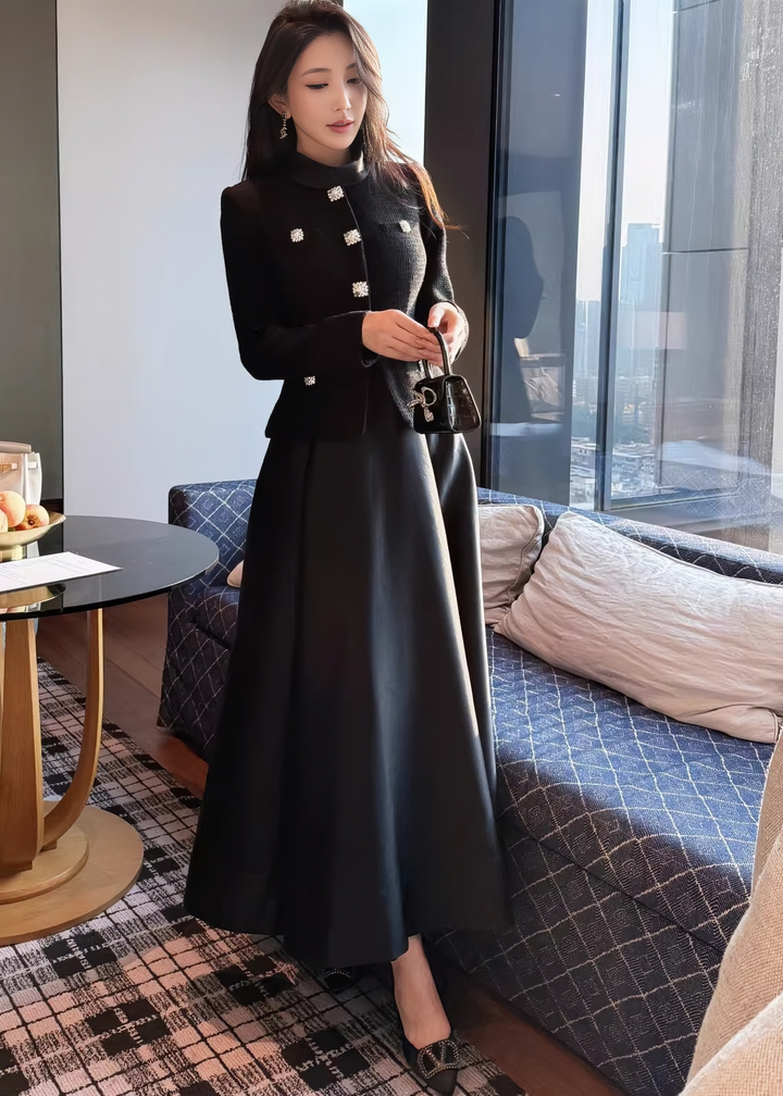 Bijou 紐扣腰帶蕾絲美人魚連身裙