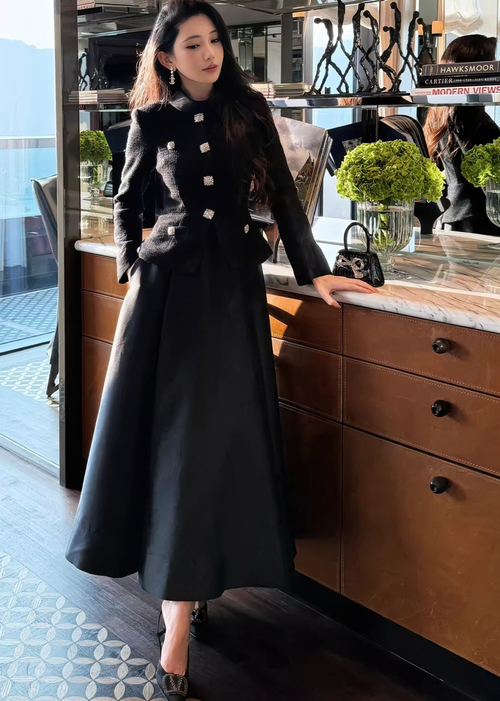 Bijou 紐扣腰帶蕾絲美人魚連身裙