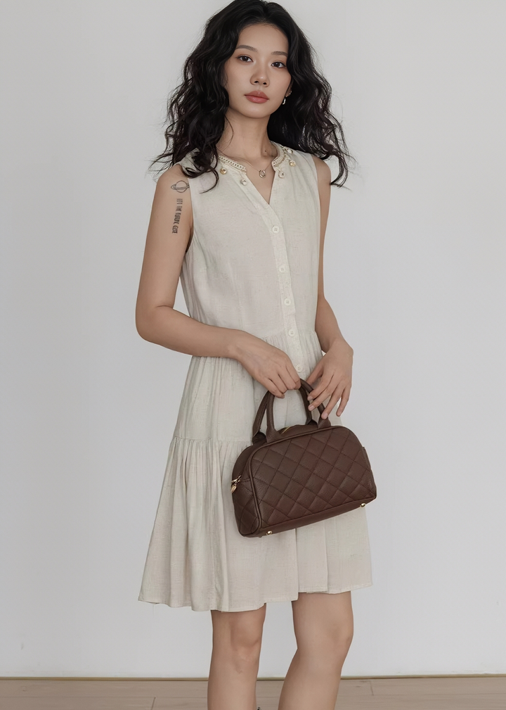 ビーズレースカラーティアードワンピース