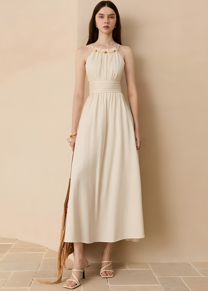 Neckholder-Maxikleid mit Rüschen
