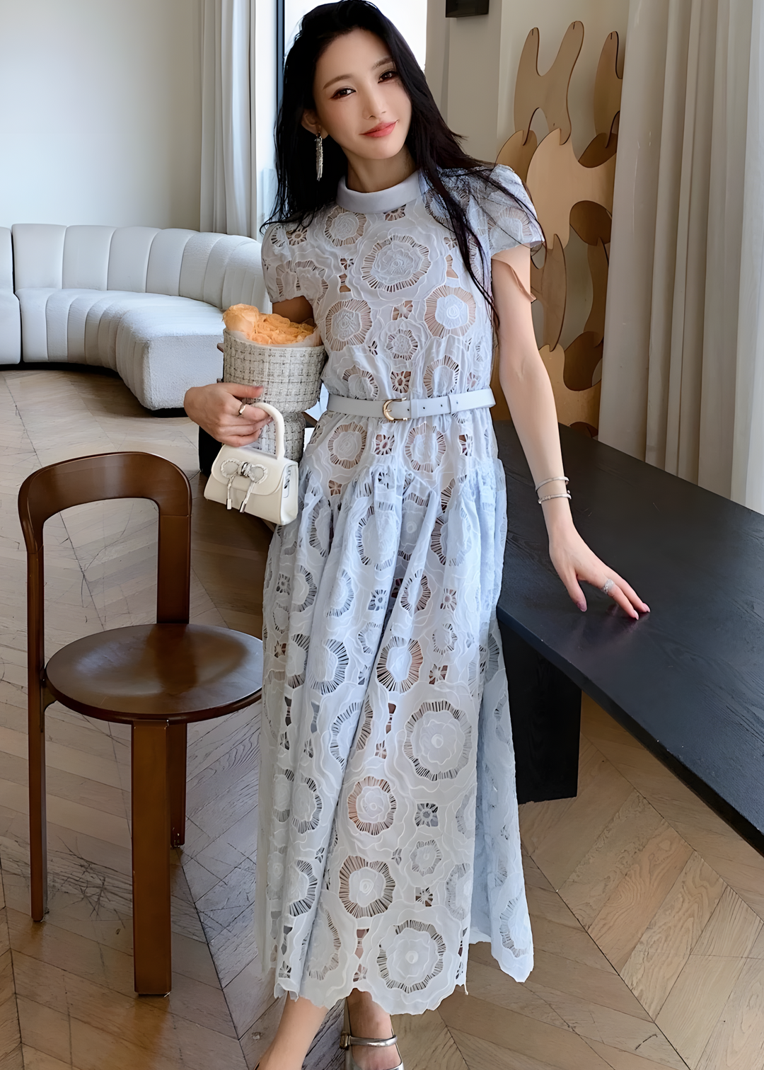 クラシカルレースフレアドレス