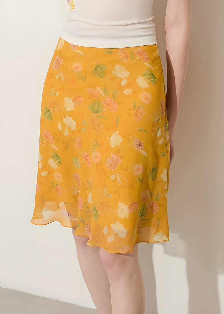 flower print flared skirt