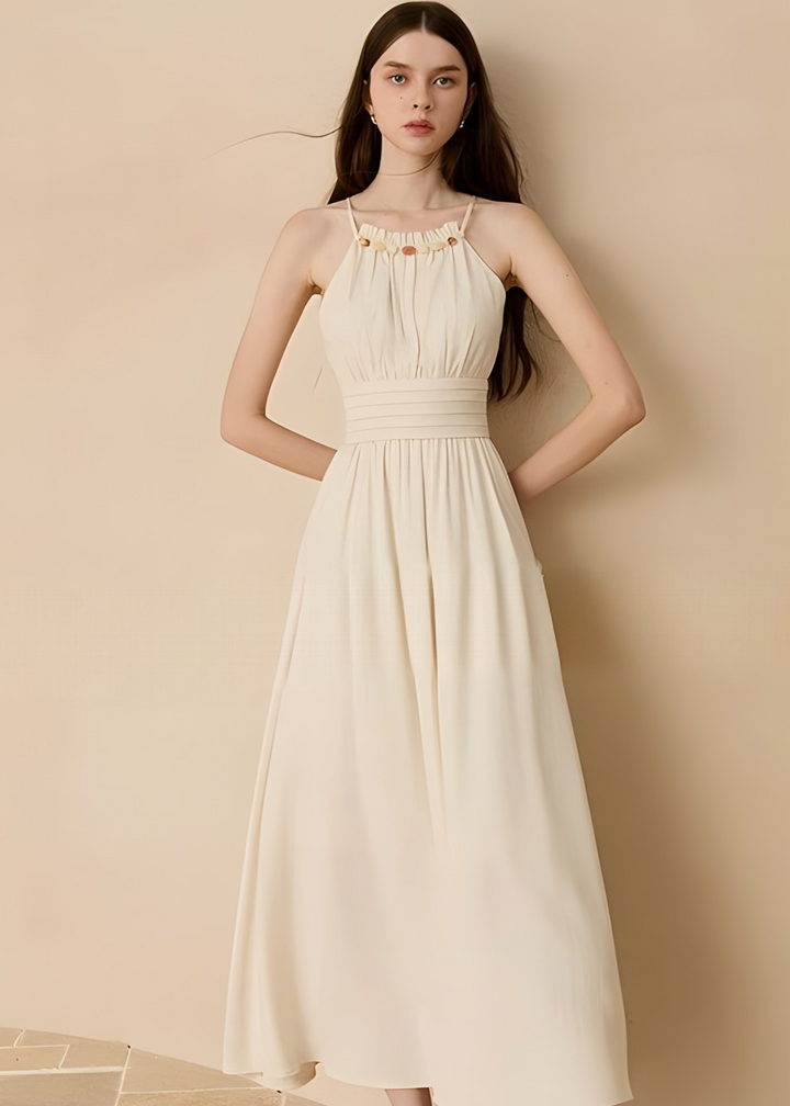 Neckholder-Maxikleid mit Rüschen