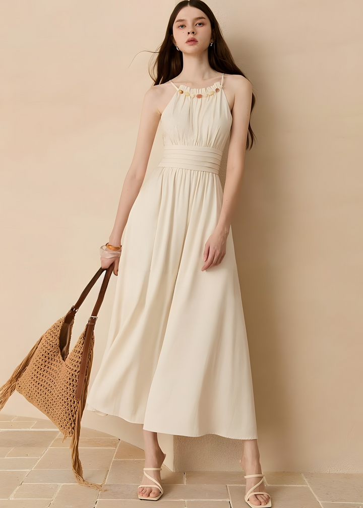 Neckholder-Maxikleid mit Rüschen