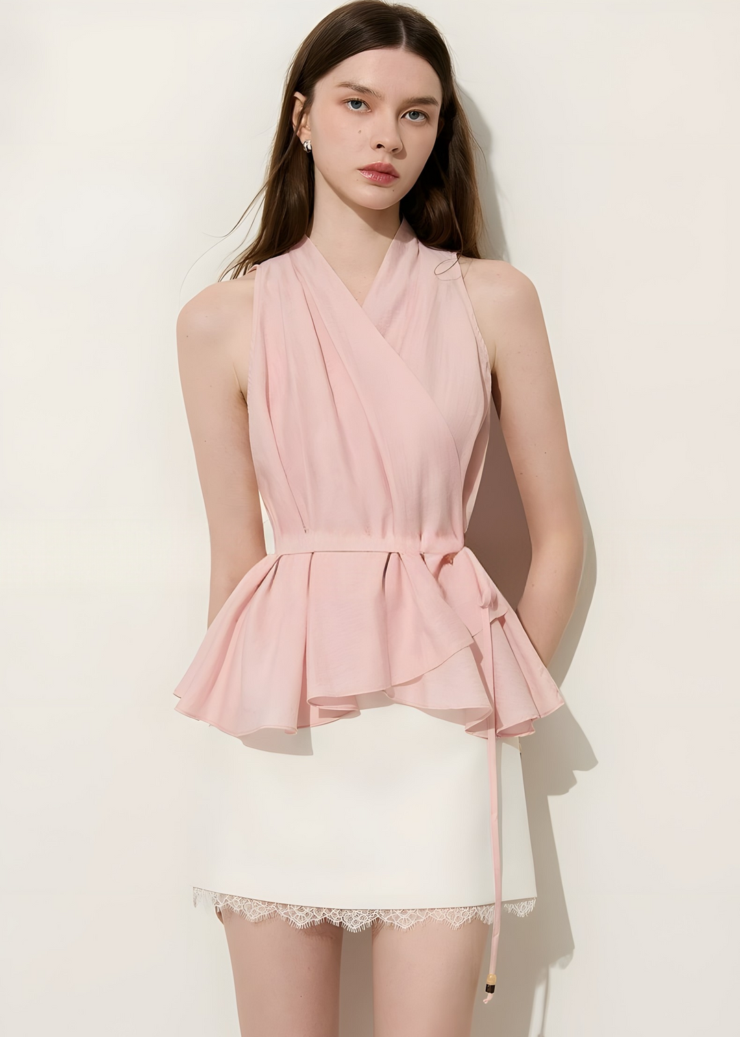 blouse sans manches cachecœur