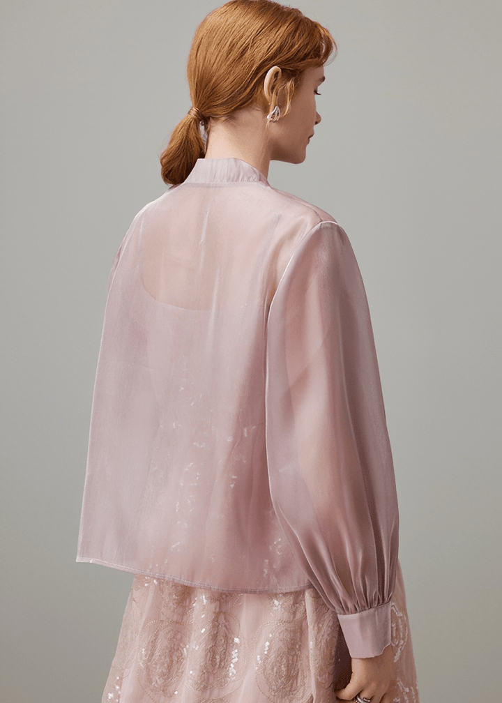 IRIDESCENT SILK BALLOON SLEEVE SHIRT - Vera Lumina