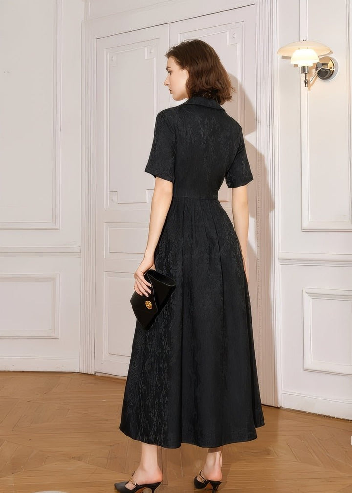 Jacquard V - neck dress - Vera Lumina