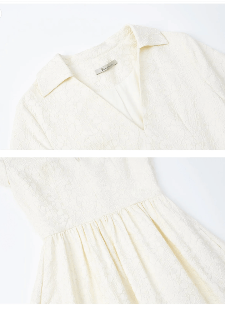 Jacquard V - neck dress - Vera Lumina