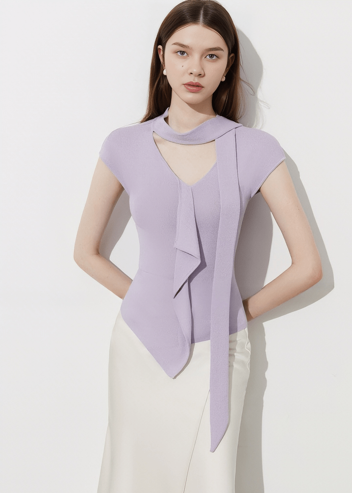 KEYHOLE ASYMMETRIC DRAPE TOP - Vera Lumina