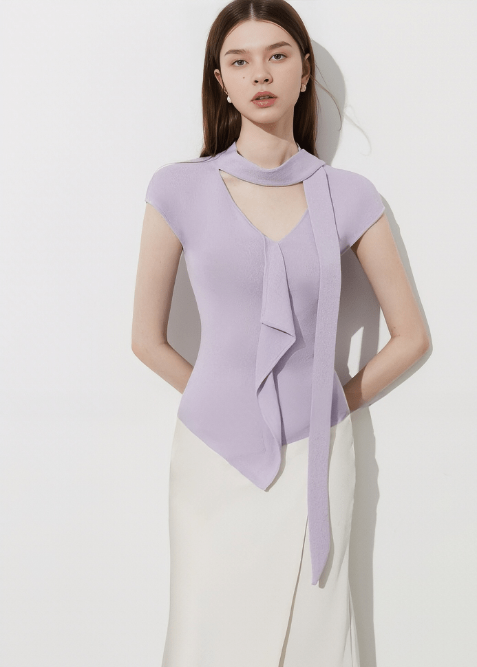 KEYHOLE ASYMMETRIC DRAPE TOP - Vera Lumina