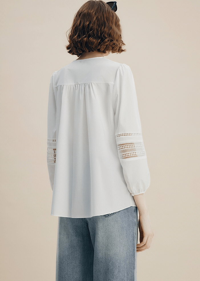 LADDER LACE PINTUCK BLOUSE - Vera Lumina