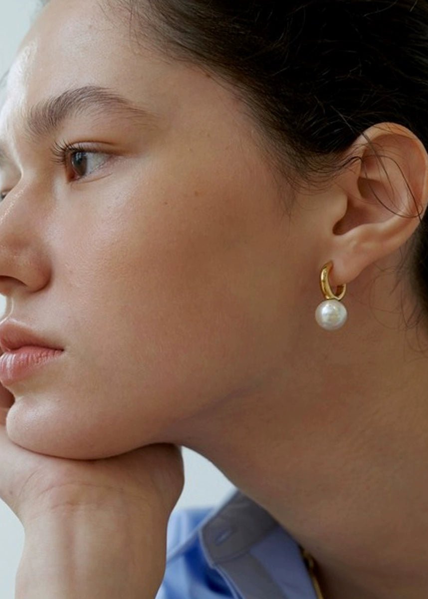 large pearl earrings - Vera Lumina