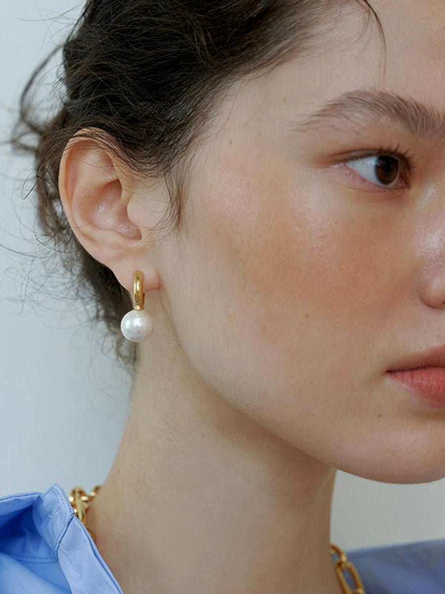 large pearl earrings - Vera Lumina
