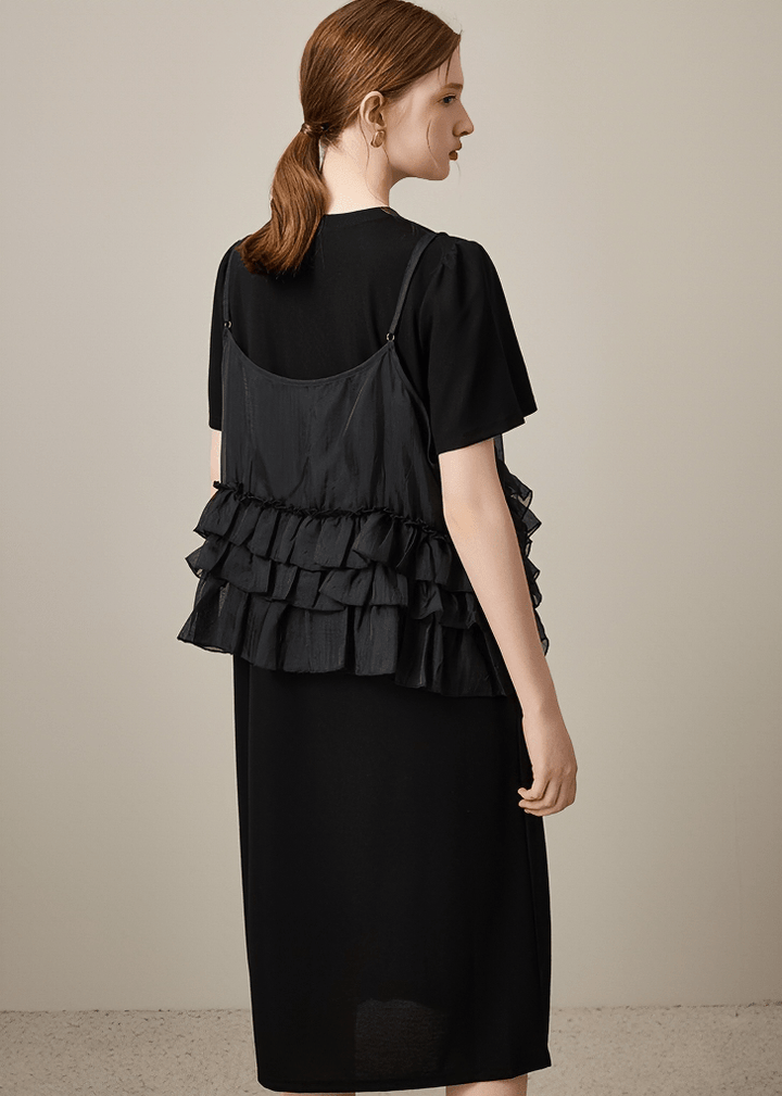 LAYERED RUFFLE CAMI MIDI DRESS - Vera Lumina