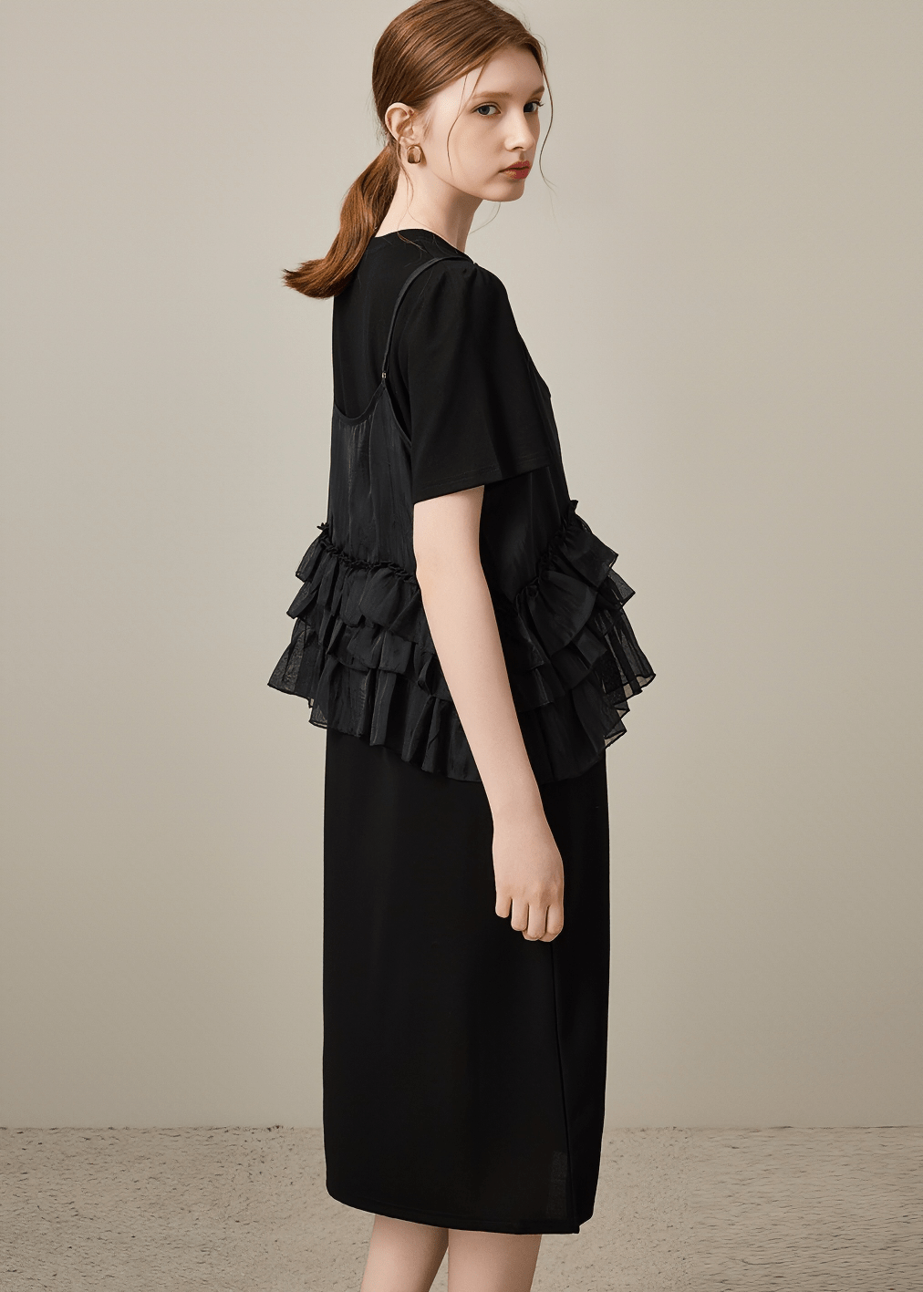 LAYERED RUFFLE CAMI MIDI DRESS - Vera Lumina