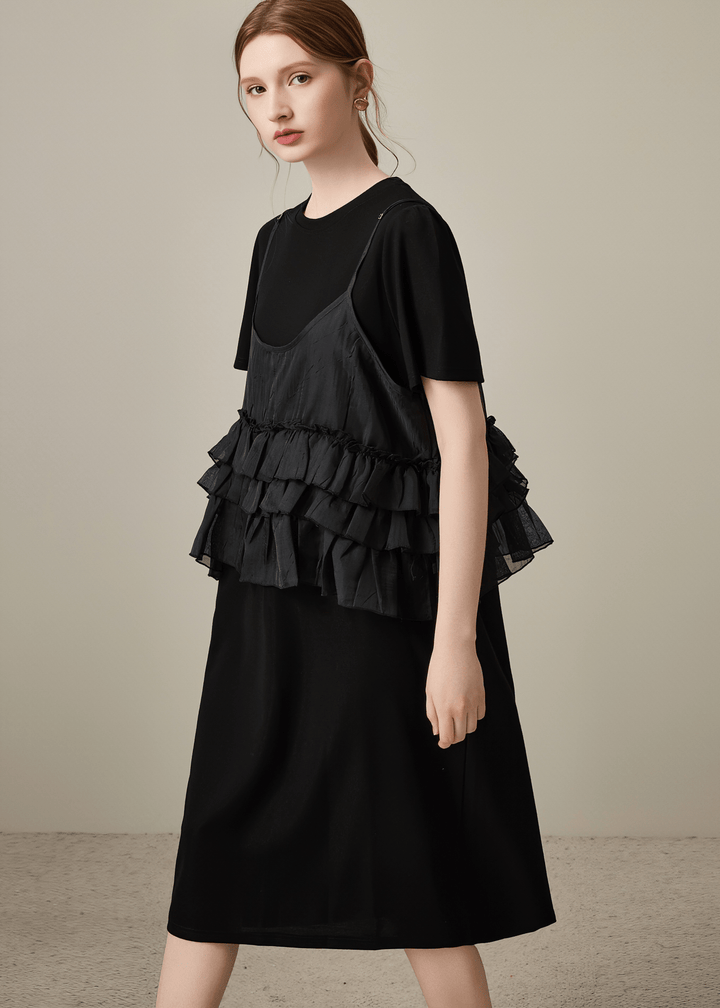 LAYERED RUFFLE CAMI MIDI DRESS - Vera Lumina