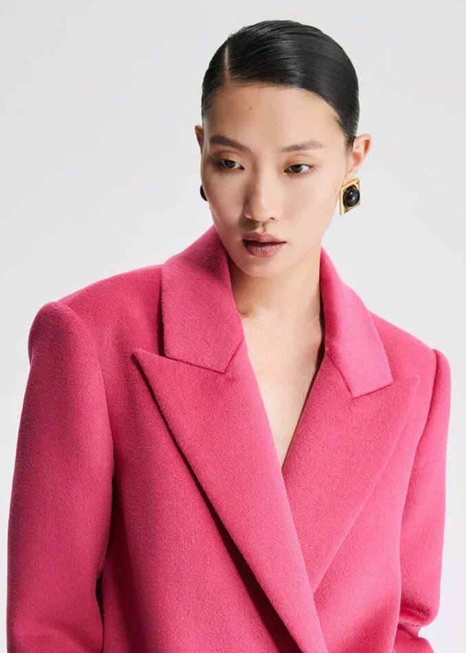 loose pink wool crop jacket - Vera Lumina