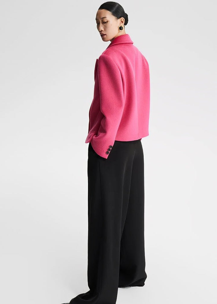 loose pink wool crop jacket - Vera Lumina