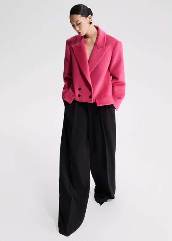 loose pink wool crop jacket - Vera Lumina