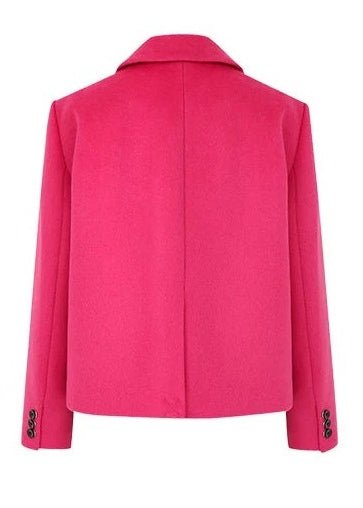 loose pink wool crop jacket - Vera Lumina