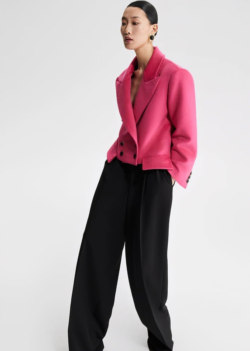 loose pink wool crop jacket - Vera Lumina