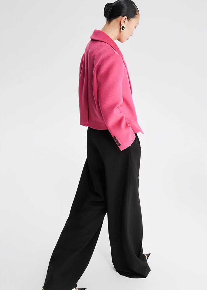 loose pink wool crop jacket - Vera Lumina