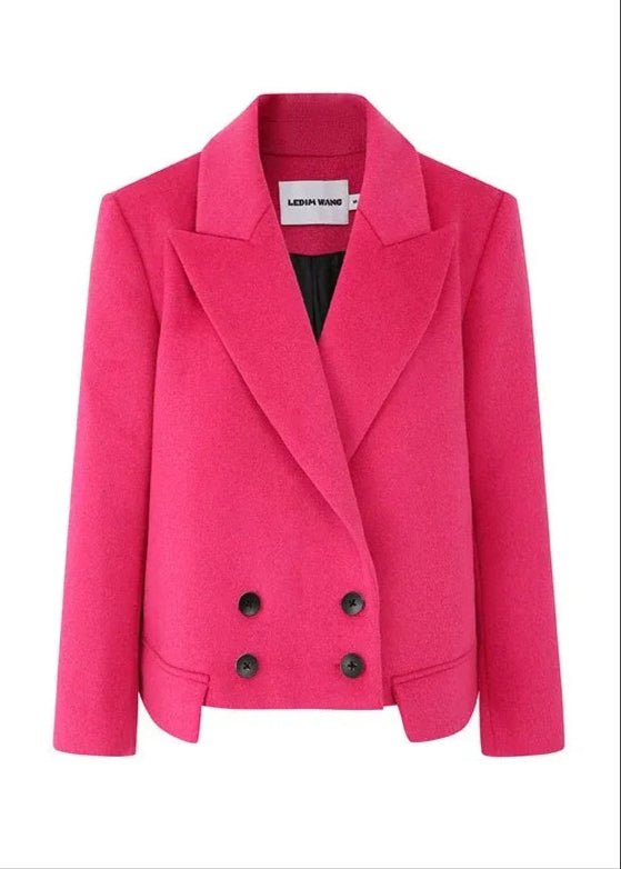 loose pink wool crop jacket - Vera Lumina