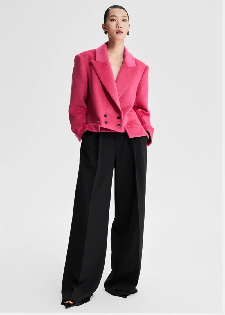 loose pink wool crop jacket - Vera Lumina