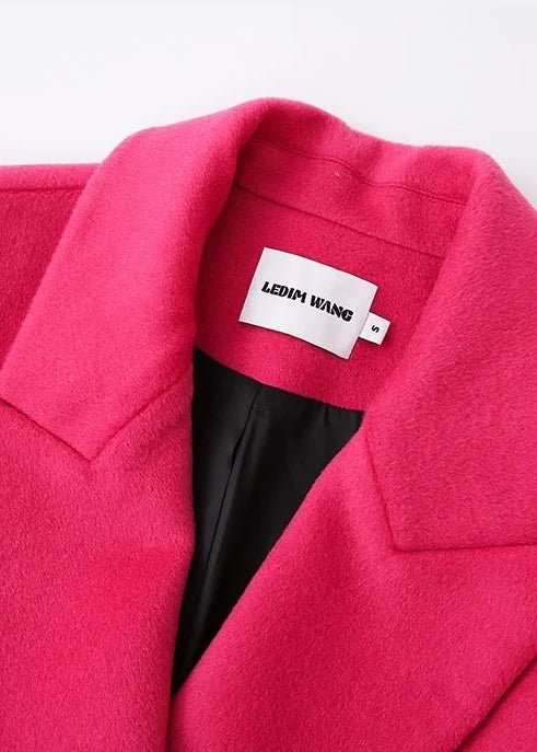 loose pink wool crop jacket - Vera Lumina