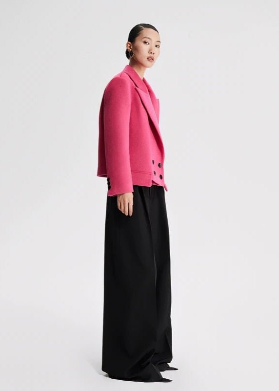 loose pink wool crop jacket - Vera Lumina