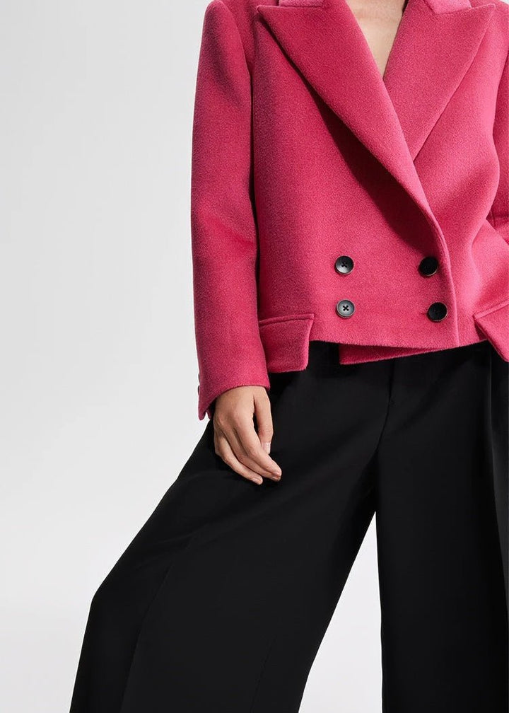 loose pink wool crop jacket - Vera Lumina