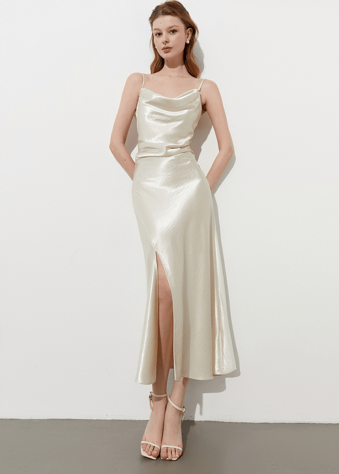 LUSTROUS DRAPE CAMI DRESS - Vera Lumina