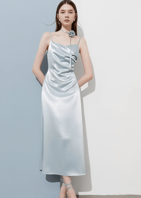 LUSTROUS DRAPED SLIP DRESS - Vera Lumina